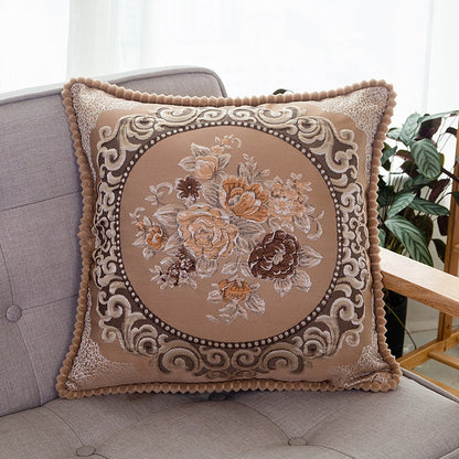 ELECTROPRIME Embroidered Retro Home Sofa Cushion Pillow Cover, Size:58*58cm without Core(Coffe)