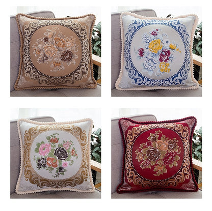 ELECTROPRIME Embroidered Retro Home Sofa Cushion Pillow Cover, Size:58*58cm without Core(Coffe)