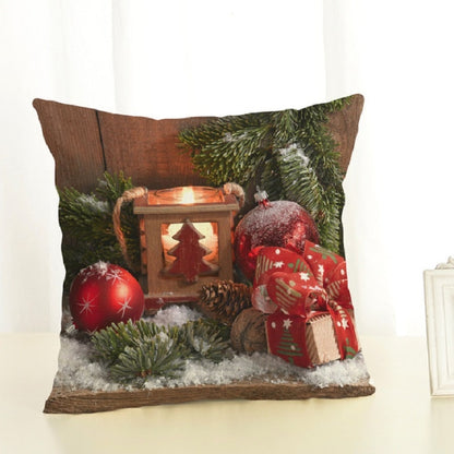 ELECTROPRIME Christmas Decoration Cotton and Linen Pillow Office Home Cushion Without Pillow, Size:45x45cm(Red Gift)