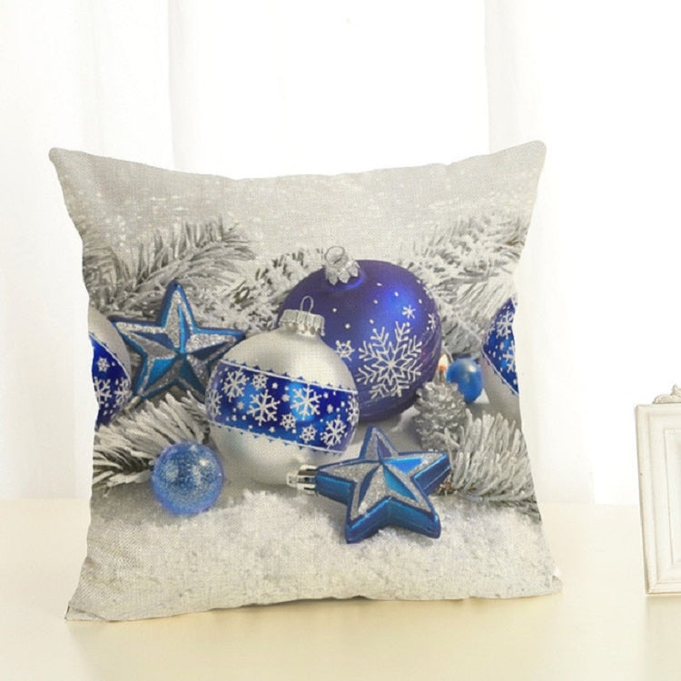 ELECTROPRIME Christmas Decoration Cotton and Linen Pillow Office Home Cushion Without Pillow, Size:45x45cm(Blue Star)