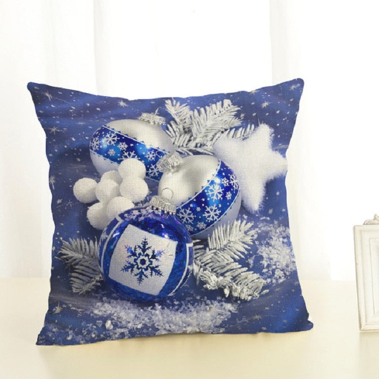 ELECTROPRIME Christmas Decoration Cotton and Linen Pillow Office Home Cushion Without Pillow, Size:45x45cm(Blue Christmas)