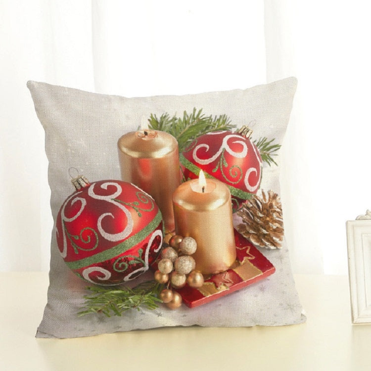 ELECTROPRIME Christmas Decoration Cotton and Linen Pillow Office Home Cushion Without Pillow, Size:45x45cm(Golden Candle)