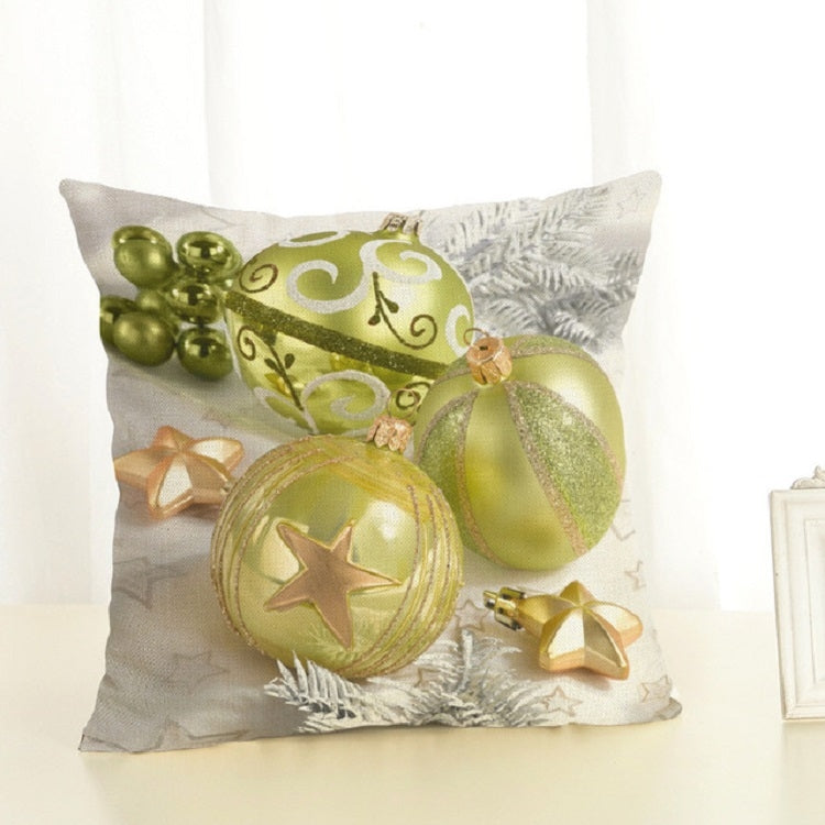 ELECTROPRIME Christmas Decoration Cotton and Linen Pillow Office Home Cushion Without Pillow, Size:45x45cm(Green Christmas)