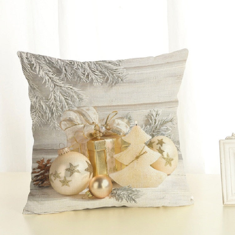 ELECTROPRIME Christmas Decoration Cotton and Linen Pillow Office Home Cushion Without Pillow, Size:45x45cm(Golden Gift)