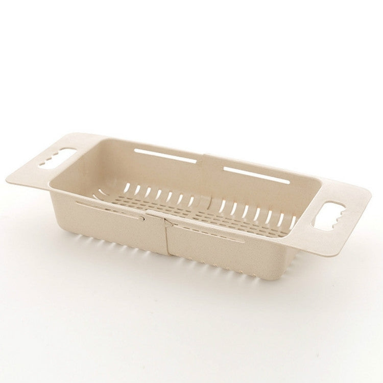 ELECTROPRIME Adjustable Dish Drainer Sink Drain Basket Washing Vegetable Fruit Plastic Drying Rack(Khaki)