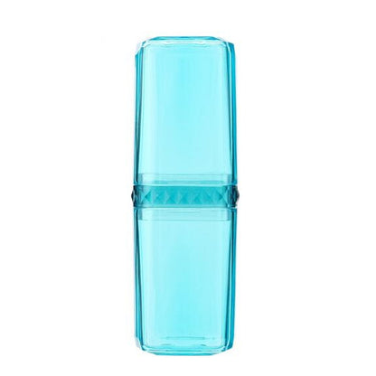 ELECTROPRIME 2 in 1 Traveling Wash Set Multi-function Travel Wash Cup Toothpaste Toothbrush Split Bottle Storage Box(Blue)