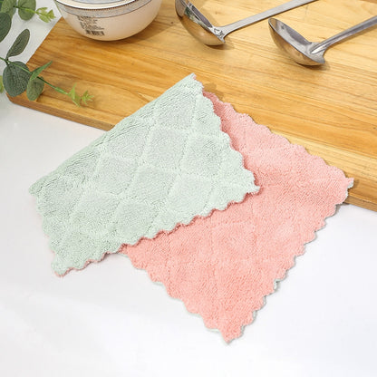 ELECTROPRIME Kitchen Rag Double-sided Water-absorbing Wipe Sink Dish Rag Non Stick Oil Furniture Cleaning Cloth Random Color Delivery, Quantity:5 PCS