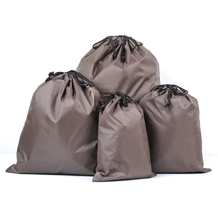 ELECTROPRIME 4 in 1 Portable Nylon Waterproof Travel Storage Bag Drawstring Beam Pocket Clothing Storage Bag, Size:34cmx39cm(Coffee)