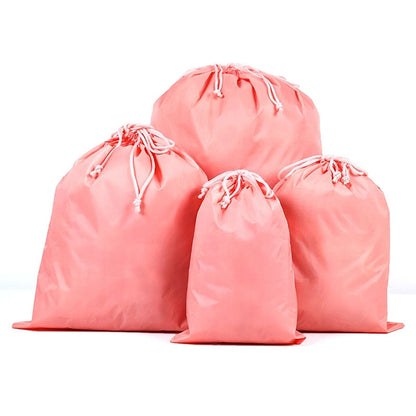 ELECTROPRIME 4 in 1 Portable Nylon Waterproof Travel Storage Bag Drawstring Beam Pocket Clothing Storage Bag, Size:34cmx39cm(Pink)