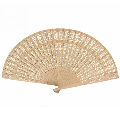 ELECTROPRIME Ancient Style Fragrant Wood Fan Folding Fan Dance Fan Solid Craft Fan, Size:8 inch