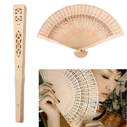 ELECTROPRIME Ancient Style Fragrant Wood Fan Folding Fan Dance Fan Solid Craft Fan, Size:8 inch