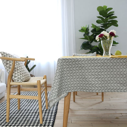 ELECTROPRIME Literary Fresh Geometric Cotton Linen Tablecloth Gray Arrow Rectangular Coffee Table Cloth Desk Cloth, Size:100x140cm