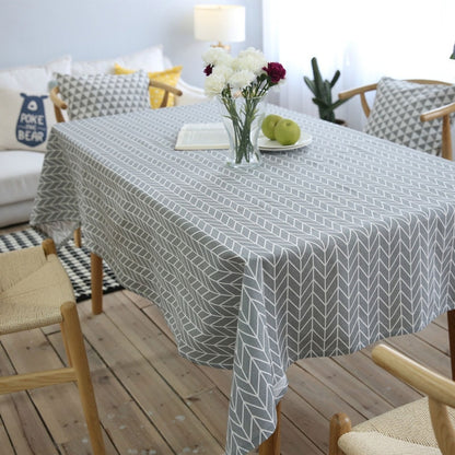 ELECTROPRIME Literary Fresh Geometric Cotton Linen Tablecloth Gray Arrow Rectangular Coffee Table Cloth Desk Cloth, Size:140x220cm