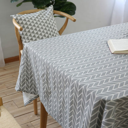 ELECTROPRIME Literary Fresh Geometric Cotton Linen Tablecloth Gray Arrow Rectangular Coffee Table Cloth Desk Cloth, Size:140x250cm