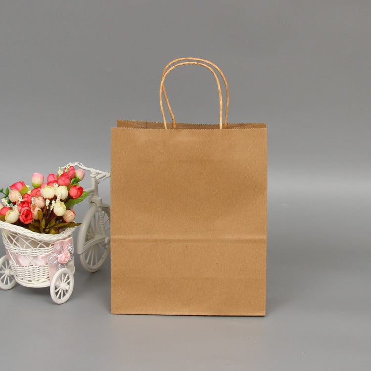 ELECTROPRIME 10 PCS Elegant Kraft Paper Bag With Handles for Wedding/Birthday Party/Jewelry/Clothes, Size:22x27x11cm(Yellow Kraft)