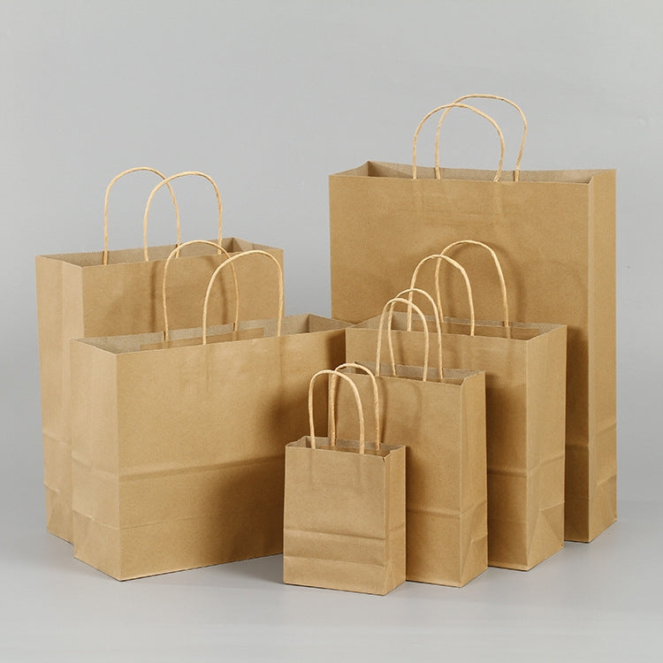 ELECTROPRIME 10 PCS Elegant Kraft Paper Bag With Handles for Wedding/Birthday Party/Jewelry/Clothes, Size:22x27x11cm(Yellow Kraft)
