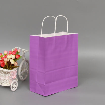 ELECTROPRIME 10 PCS Elegant Kraft Paper Bag With Handles for Wedding/Birthday Party/Jewelry/Clothes, Size:22x27x11cm(Purple)