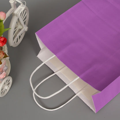 ELECTROPRIME 10 PCS Elegant Kraft Paper Bag With Handles for Wedding/Birthday Party/Jewelry/Clothes, Size:22x27x11cm(Purple)