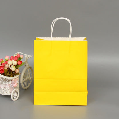 ELECTROPRIME 10 PCS Elegant Kraft Paper Bag With Handles for Wedding/Birthday Party/Jewelry/Clothes, Size:22x27x11cm(Yellow)