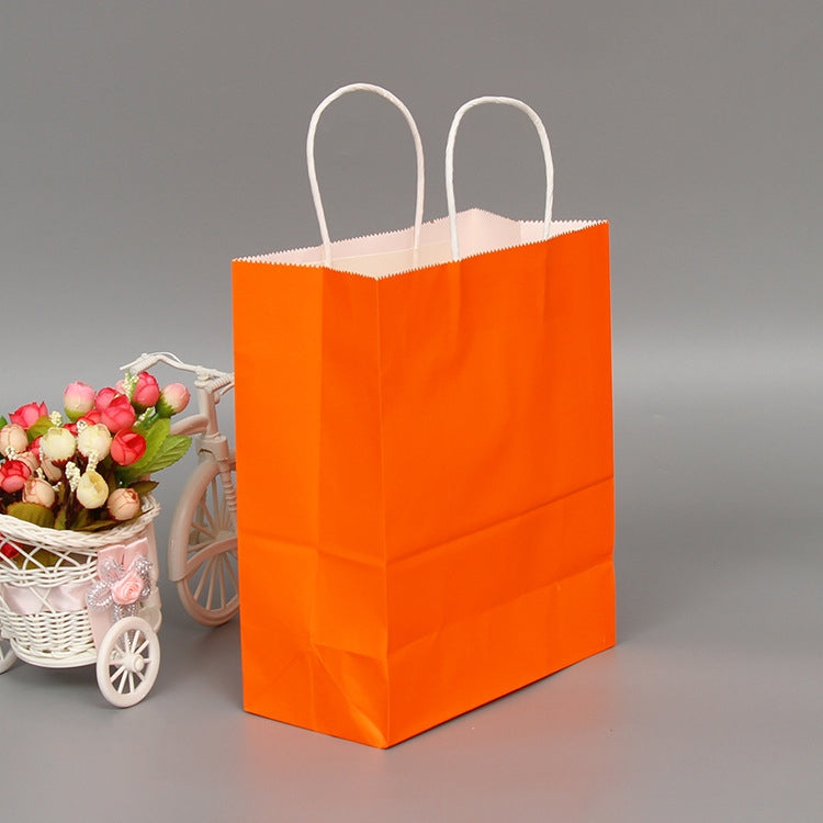ELECTROPRIME 10 PCS Elegant Kraft Paper Bag With Handles for Wedding/Birthday Party/Jewelry/Clothes, Size:22x27x11cm(Orange)