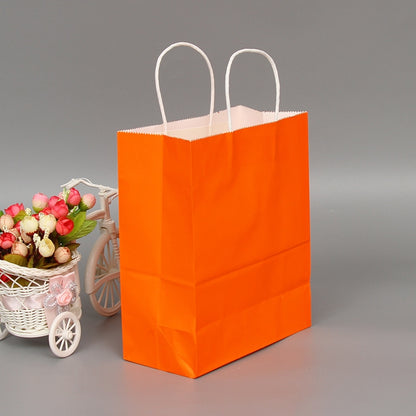 ELECTROPRIME 10 PCS Elegant Kraft Paper Bag With Handles for Wedding/Birthday Party/Jewelry/Clothes, Size:22x27x11cm(Orange)