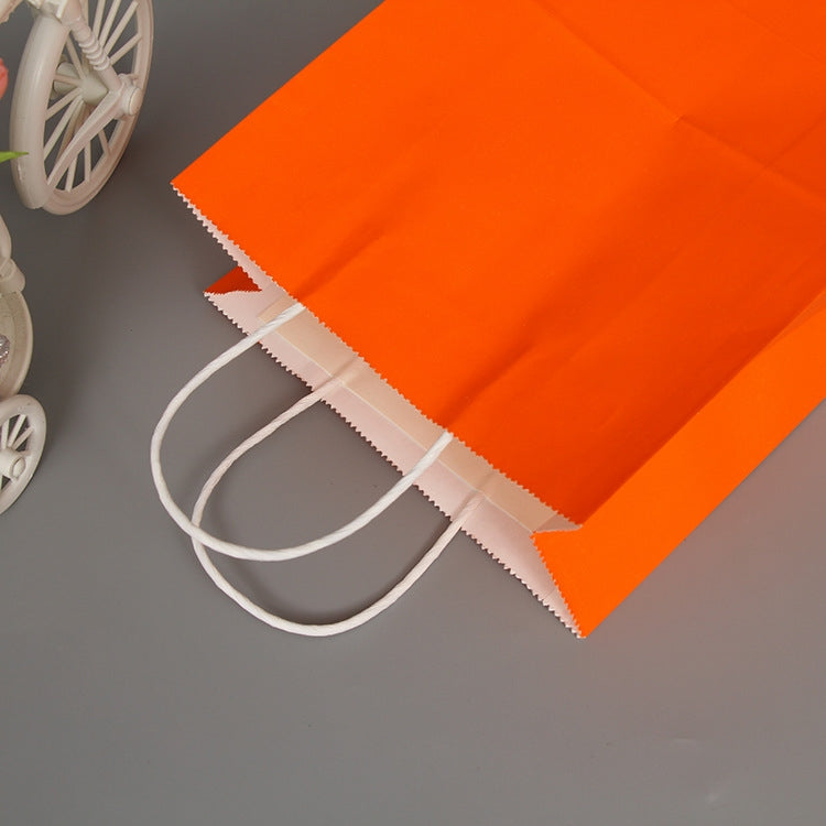ELECTROPRIME 10 PCS Elegant Kraft Paper Bag With Handles for Wedding/Birthday Party/Jewelry/Clothes, Size:22x27x11cm(Orange)