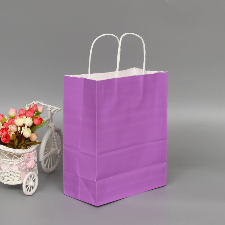 ELECTROPRIME 10 PCS Elegant Kraft Paper Bag With Handles for Wedding/Birthday Party/Jewelry/Clothes, Size:12x15x6cm(Purple)