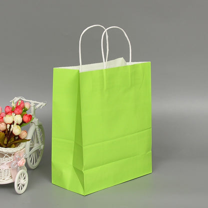 ELECTROPRIME 10 PCS Elegant Kraft Paper Bag With Handles for Wedding/Birthday Party/Jewelry/Clothes, Size:26x33x12cm(Light Green)