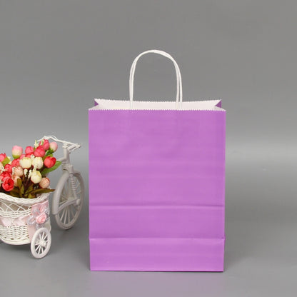 ELECTROPRIME 10 PCS Elegant Kraft Paper Bag With Handles for Wedding/Birthday Party/Jewelry/Clothes, Size:26x33x12cm(Purple)