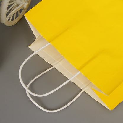 ELECTROPRIME 10 PCS Elegant Kraft Paper Bag With Handles for Wedding/Birthday Party/Jewelry/Clothes, Size:26x33x12cm(Yellow)