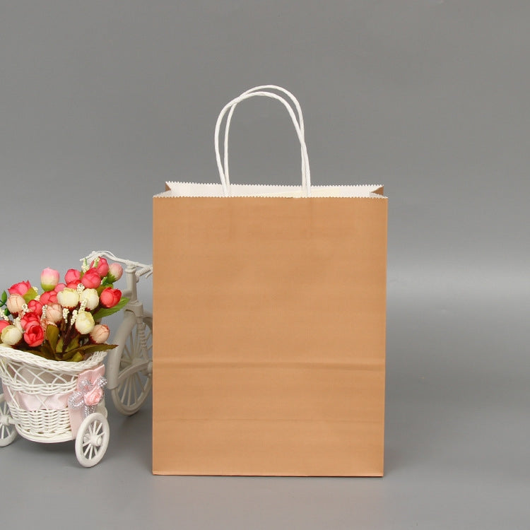 ELECTROPRIME 10 PCS Elegant Kraft Paper Bag With Handles for Wedding/Birthday Party/Jewelry/Clothes, Size:32x25x11cm(White Kraft)