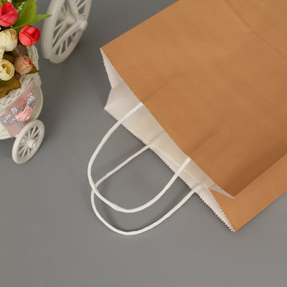 ELECTROPRIME 10 PCS Elegant Kraft Paper Bag With Handles for Wedding/Birthday Party/Jewelry/Clothes, Size:32x25x11cm(White Kraft)