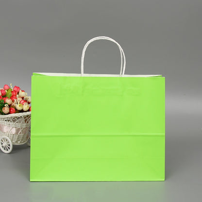 ELECTROPRIME 10 PCS Elegant Kraft Paper Bag With Handles for Wedding/Birthday Party/Jewelry/Clothes, Size:32x25x11cm(Light Green)