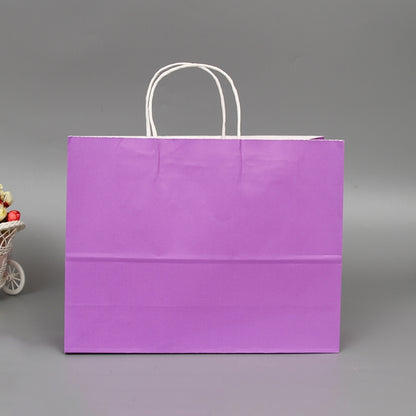 ELECTROPRIME 10 PCS Elegant Kraft Paper Bag With Handles for Wedding/Birthday Party/Jewelry/Clothes, Size:32x25x11cm(Purple)
