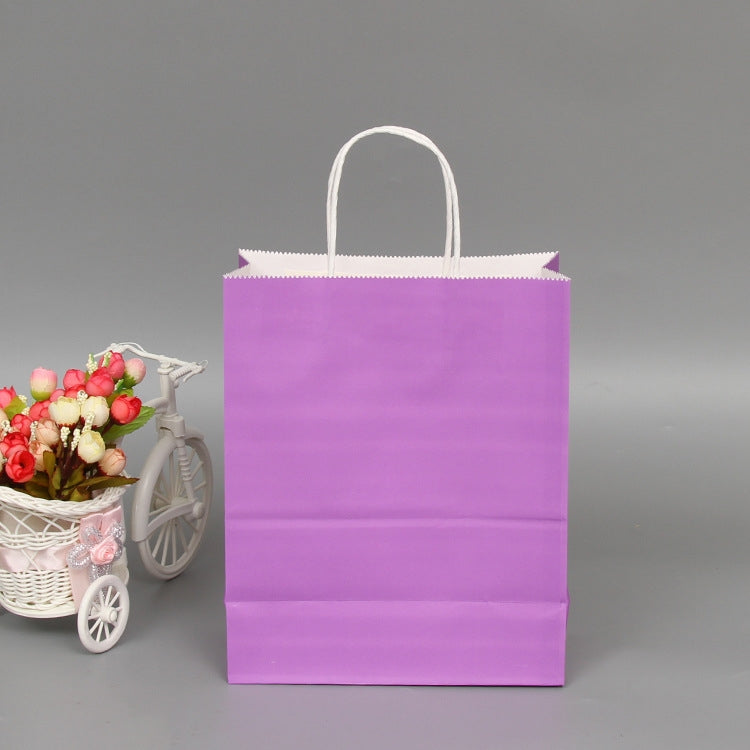 ELECTROPRIME 10 PCS Elegant Kraft Paper Bag With Handles for Wedding/Birthday Party/Jewelry/Clothes, Size:32x25x11cm(Purple)