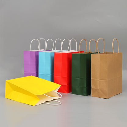 ELECTROPRIME 10 PCS Elegant Kraft Paper Bag With Handles for Wedding/Birthday Party/Jewelry/Clothes, Size:32x25x11cm(Yellow)