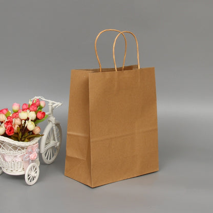 ELECTROPRIME 10 PCS Elegant Kraft Paper Bag With Handles for Wedding/Birthday Party/Jewelry/Clothes, Size:42x31x12cm(Yellow Kraft)