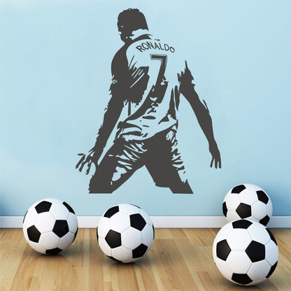 ELECTROPRIME Football Player Action Silhouette Student Dormitory Bedroom Decoration Wall Sticker, Size:Small 45x58m