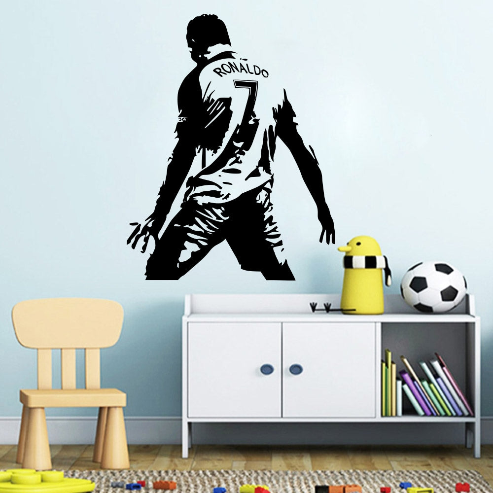 ELECTROPRIME Football Player Action Silhouette Student Dormitory Bedroom Decoration Wall Sticker, Size:Small 45x58m
