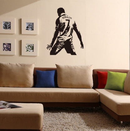 ELECTROPRIME Football Player Action Silhouette Student Dormitory Bedroom Decoration Wall Sticker, Size:Medium 58x74cm
