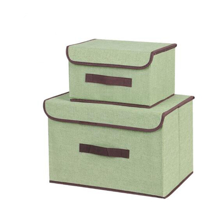 ELECTROPRIME 2 in 1 Cotton Fabric Cube Storage Box Embroidery Laundry Basket Cupboard Showcase Holder Toys Organizer(Green)