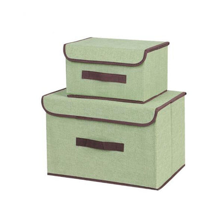 ELECTROPRIME 2 in 1 Cotton Fabric Cube Storage Box Embroidery Laundry Basket Cupboard Showcase Holder Toys Organizer(Green)