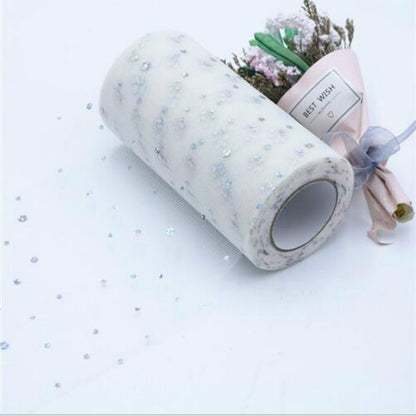 ELECTROPRIME Tulle Roll 25 Yards 13cm Organza Laser Crafts Wedding Decoration Tulle Birthday Party Supplies(Beige)