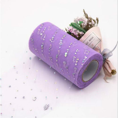 ELECTROPRIME Tulle Roll 25 Yards 13cm Organza Laser Crafts Wedding Decoration Tulle Birthday Party Supplies(Light Purple)