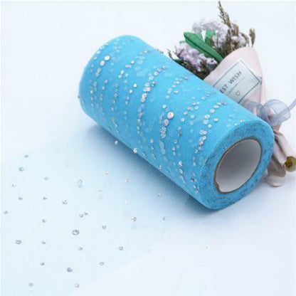 ELECTROPRIME Tulle Roll 25 Yards 13cm Organza Laser Crafts Wedding Decoration Tulle Birthday Party Supplies(Sky Blue)