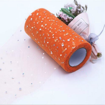 ELECTROPRIME Tulle Roll 25 Yards 13cm Organza Laser Crafts Wedding Decoration Tulle Birthday Party Supplies(Orange)