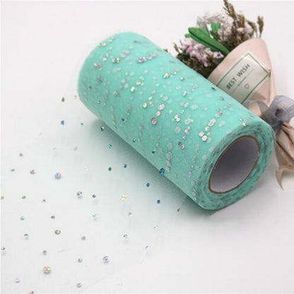 ELECTROPRIME Tulle Roll 25 Yards 13cm Organza Laser Crafts Wedding Decoration Tulle Birthday Party Supplies(Light Blue)