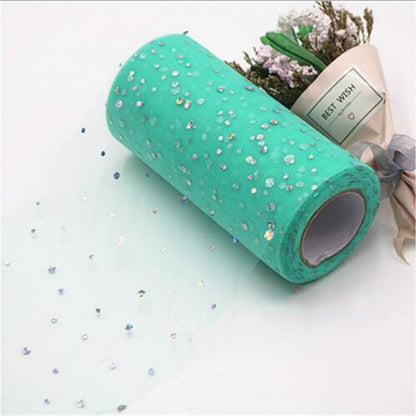 ELECTROPRIME Tulle Roll 25 Yards 13cm Organza Laser Crafts Wedding Decoration Tulle Birthday Party Supplies(Blue)