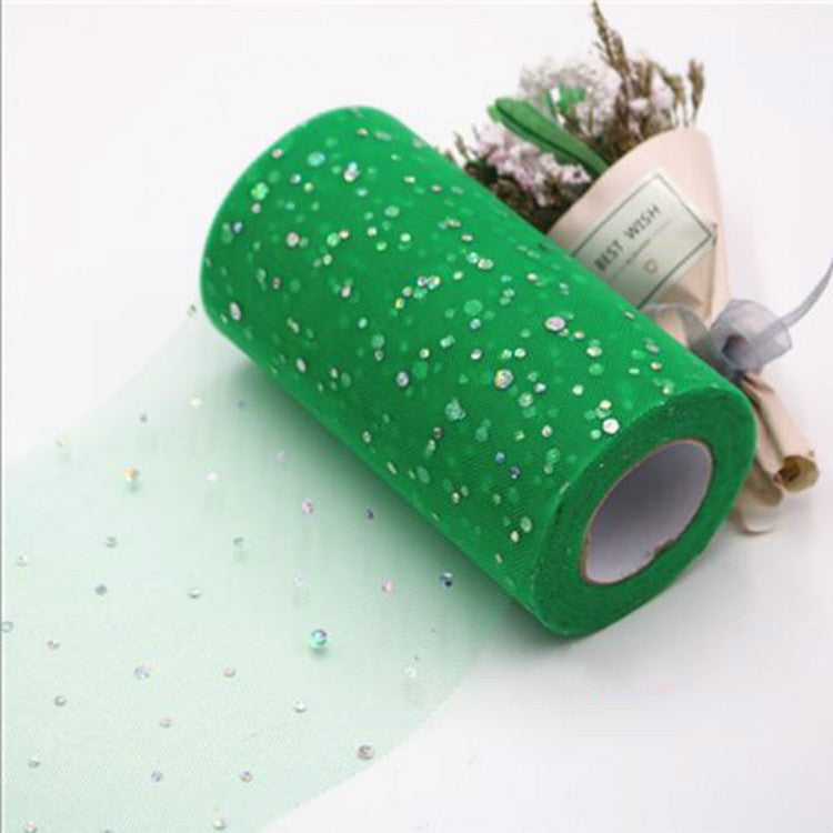 ELECTROPRIME Tulle Roll 25 Yards 13cm Organza Laser Crafts Wedding Decoration Tulle Birthday Party Supplies(Grass Green)