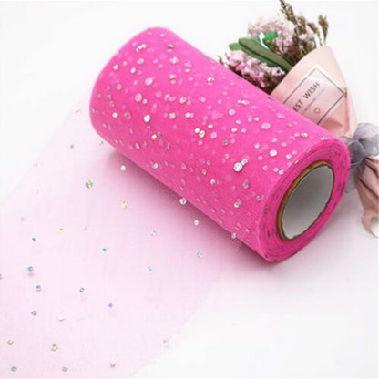 ELECTROPRIME Tulle Roll 25 Yards 13cm Organza Laser Crafts Wedding Decoration Tulle Birthday Party Supplies(Light Pink)